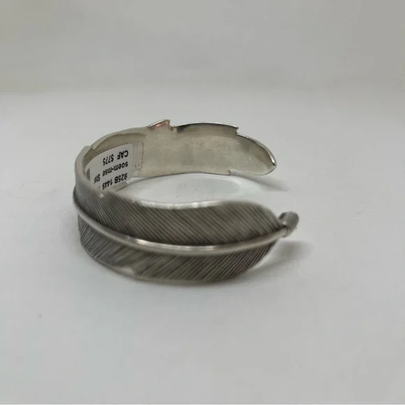 Sterling Silver 925 Feather cuff bracelet